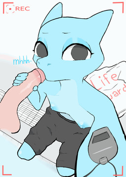 anthro blue_body blue_nipples bottomwear breasts clothed clothing disembodied_penis duo faceless_character faceless_male fellatio female female_on_human foreskin genitals grey_eyes humanoid_genitalia humanoid_penis lifeguard looking_at_viewer male male/female male_human nipples oral partially_clothed penile penis penis_in_mouth poolside recording recording_video retracted_foreskin sex shirt shorts sitting small_breasts solo_focus stroking_penis t-shirt topwear whistle_(object) pippus human humanoid kobold mammal scalie 2d_animation animated colored frame_by_frame hi_res loop