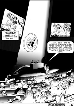 anthro audience breasts clothing crowd dialogue diplomacy_is_futile female group hat headgear headwear humor interspecies male male/female map politics predator/prey profanity recording sex shocked stripes text extro nexus zoorama_comics tina_(nexus) amphibian asinus camel camelid cheetah deer donkey elephant elephantid equid equine felid feline frog mammal moose new_world_deer proboscidean zebra 2005 black_and_white comic english_text monochrome