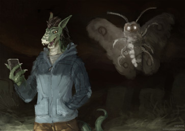 ambiguous_gender antennae_(anatomy) anthro arthropod_abdomen black_hair bottomwear cellphone claws clothed clothing duo electronics green_body hair holding_object holding_phone hoodie insect_wings lizard_tail male night open_mouth outside phone sharp_teeth sky smartphone tail tapering_tail teeth text topwear wings kronte leo_(maaarked_one) arthropod durachev giant_insect insect lepidopteran lizard moth reptile scalie digital_media_(artwork) url