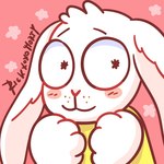 blush blush_stickers clothing male pink_background shirt simple_background solo topwear yellow_clothing yellow_shirt yellow_topwear rickxoxomorty adult_swim cartoon_network rick_and_morty morty_smith lagomorph leporid mammal rabbit 1:1 artist_name