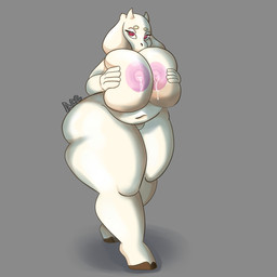 anthro bedroom_eyes belly big_breasts big_butt bodily_fluids bovid_horn breast_grab breast_squeeze breast_squish breasts butt caprine_horn cloven_hooves curvy_figure female floppy_ears fur furrowed_eyebrows goat_horn half-closed_eyes hand_on_breast hooves horn huge_breasts lactating looking_at_viewer mature_female narrowed_eyes nipples nude nude_anthro pink_nipples red_eyes seductive solo squeezing squish standing thick_thighs white_body white_fur wide_hips aceddout_(artist) deltarune undertale undertale_(series) toriel bovid caprine goat mammal 1:1 absurd_res full-length_portrait hi_res portrait