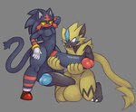 anthro balls big_balls big_penis claws clothing duo eulipotyphlan footwear footwear_only generation_7_pokemon genitals grey_background hedgehog hi_res holding_penis huge_balls huge_penis hybrid hyper hyper_balls hyper_genitalia hyper_penis legendary_pokemon litten male mammal mostly_nude mui_the_litten_(spinycatto) nintendo nude penis pokemon pokemon_(species) shoes shoes_only simple_background spinycatto zeraora