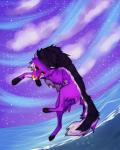 ambiguous_gender cloud feral fur multicolored_body multicolored_fur night sky solo sparklefur star starry_sky wildkicheko canid canine mammal hi_res