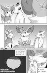 2021 anthro big_ears bladder blush bodily_fluids braixen breath building canid canine chest_tuft comic dialogue emanata english_text eyes_closed female fist fluffy fox fur generation_6_pokemon genital_fluids group happy hi_res house internal long_ears mammal monochrome narration ne_i_ro nintendo number omorashi open_mouth open_smile organs paws pokemon pokemon_(species) relaxing smile solo star star_after_text text text_box text_with_star thirsty time_period trio tuft unavailable_at_source urine urine_meter