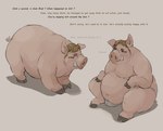 blonde_hair clothing demi_transformation eyewear feral glasses hair human_to_feral male slightly_chubby slightly_chubby_male snout solo species_transformation text transformation tusks underwear hayhorse domestic_pig mammal suid suina sus_(pig) english_text hi_res