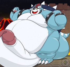 anthro balls belly belly_overhang big_balls big_belly big_penis bracelet collar double_chin flexing genitals horn huge_balls huge_belly huge_penis hyper hyper_balls hyper_belly hyper_genitalia hyper_penis jewelry male moobs morbidly_obese obese overweight overweight_anthro overweight_male penis shell solo spiked_bracelet spiked_collar spiked_shell spikes spikes_(anatomy) standing wolfser rygalo mario_bros nintendo ryan_(freazzy) koopa scalie