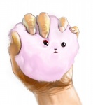 5_fingers ambiguous_gender armless black_eyes black_nose creepy disembodied_hand duo fingers fur legless pink_body pink_fur simple_background small_mouth solo_focus squeezing stress_ball teeth what what_has_science_done white_background toronn animate_inanimate human mammal digital_media_(artwork) lol_comments