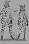 anthro athletic bracelet breasts ear_piercing eyebrow_piercing eyewear faceless_character faceless_male facial_piercing female front_view fur furgonomics furry-specific_piercing genitals grey_background group hooves jewelry larger_female looking_at_viewer male mane markings muzzle_piercing navel navel_piercing nipple_piercing nipples nose_piercing nude nude_anthro piercing pubes pussy shaved_pussy simple_background size_difference striped_body striped_fur striped_markings striped_tail stripes sunglasses tail tail_markings tail_tuft thick_thighs trio tuft alpaccasneaky equid equine human mammal zebra 2:3 hi_res monochrome signature sketch