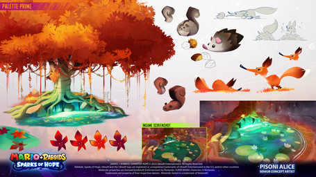 ambiguous_anthro ambiguous_feral ambiguous_gender anthro black_eyes black_nose brown_body brown_fur brown_tail copyright_symbol dipstick_tail feral fluffy fluffy_tail food forest fruit fur grey_body grey_fur grey_tail group in_leaf_pile leaf leaf_pile legless light lily_pad long_nose lying markings multicolored_body multicolored_fur multicolored_tail nut_(fruit) on_front orange_body orange_fur orange_tail pink_inner_ear pink_nose plant pond pumpkin reaching reaching_for_object rock screencap standing symbol t-pose tail tail_markings text title tree vines white_tail_tip alice_pisoni mario_plus_rabbids_sparks_of_hope nintendo raving_rabbids rayman_(series) ubisoft american_opossum canid canine fox lagomorph mammal marsupial rabbid red_fox rodent sciurid tree_squirrel true_fox virginia_opossum 16:9 2023 4k absurd_res adobe_photoshop_(artwork) artist_name colored digital_drawing_(artwork) digital_media_(artwork) english_description english_text hi_res lighting multiple_images official_art shaded widescreen