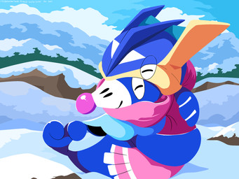 ambiguous_gender blue_body cloud eyes_closed feral markings scarf sky snow solo tail whisker_markings sleepy_sealion nintendo pokemon generation_6_pokemon generation_7_pokemon greninja pokemon_(species) popplio 2025 4:3 absurd_res dated hi_res signature