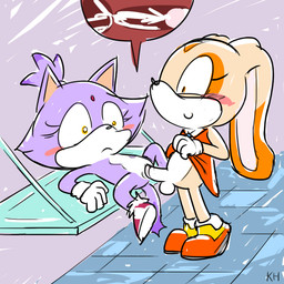 aged_down anthro anthro_on_anthro anthro_penetrated anthro_penetrating anthro_penetrating_anthro balls bench blush bodily_fluids bottomless bottomless_anthro bottomless_male brown_eyes clothed clothing clothing_lift crossgender cum cum_in_uterus cum_in_vagina cum_inside dress dress_lift duo featureless_chest female female_anthro female_penetrated footwear forehead_gem ftm_crossgender fur gem genital_fluids genitals gloves hair handwear humanoid_genitalia humanoid_penis internal internal_vaginal intersex long_ears male male/female male_anthro male_penetrating male_penetrating_female mostly_nude navel no_underwear nude nude_anthro nude_female orange_eyes penetration penile penile_penetration penis penis_in_vagina ponytail purple_body purple_fur sex shoes smile tan_body tan_fur uterus vaginal vaginal_canal vaginal_penetration white_body white_fur young young_intersex kingheron sega sonic_the_hedgehog_(series) blaze_the_cat cream_the_rabbit domestic_cat felid feline felis lagomorph leporid mammal rabbit 1:1