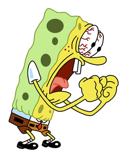 angry bloodshot_eyes bottomwear buckteeth bulging_eyes clothed clothing footwear humor legwear male necktie open_mouth pants shirt shoes simple_background socks solo sponge teeth tongue tongue_out topwear white_background wide_eyed bbxl nickelodeon spongebob_squarepants spongebob_squarepants_(character) aquatic sea_sponge 2008 digital_media_(artwork) reaction_image