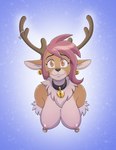 anthro antlers bell bell_collar big_breasts black_nose breasts brown_body brown_fur brown_hair collar ear_bell ear_piercing female fur hair horn jingle_bell nipple_piercing nipple_ring nipples piercing ring_piercing smile solo conditional_dnp kadath dazzler_(kadath) deer mammal new_world_deer reindeer 2023 bust_portrait hi_res portrait