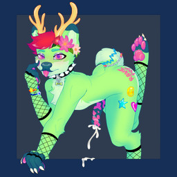 accessory animal_genitalia animal_penis anthro antlers armwear beaded_jewelry beads black_collar blep blush bodily_fluids body_writing bodypaint bone_collar_tag border clothing collar collar_tag cum cumshot dipstick_ears ear_markings ejaculation equine_genitalia equine_penis erection fishnet_armwear fishnet_clothing fishnet_legwear flower flower_in_hair genital_fluids genitals grey_background hair hair_accessory horn humanoid_hands jewelry kandi_(jewelry) leaking_cum legwear male multicolored_ears pawpads penis pink_pawpads pink_tongue plant short_tail simple_background solo spiked_collar spikes tail text_on_collar_tag thick_thighs tongue tongue_out transparent_border wearing_collar writing_on_butt unknown_artist ravepop_(russelbuck) russelbuck_(copyright) silly_bandz russelbuck_(character) canid canine canis deer domestic_dog hybrid mammal 1:1 absurd_res alpha_channel digital_drawing_(artwork) digital_media_(artwork) hi_res