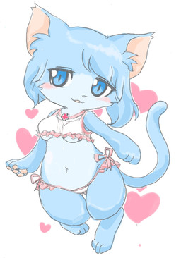 anthro bikini bikini_bottom bikini_top biped blue_body blue_eyes blue_fur blush breasts cat_tail clothed clothed_anthro clothed_female clothing female female_anthro frilly frilly_bikini frilly_clothing frilly_swimwear front_view fur handpaw heart_background monotone_body monotone_fur paws simple_background skimpy slim slim_anthro slim_female solo swimwear two-piece_swimsuit under_boob white_background diru cat_busters domestic_cat felid feline felis mammal 2017 digital_drawing_(artwork) digital_media_(artwork) hi_res shaded soft_shading