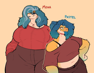 anthro big_breasts blue_hair blue_lipstick blue_tongue bra_strap breasts clothing crop_top eyewear female glasses hair huge_breasts jewelry lipstick makeup mature_female necklace obese overweight red_clothing red_sweater red_topwear shirt sweater tied_hair tongue tongue_out topwear bigcozyorca mona_(bigcozyorca) pastel_(bigcozyorca) aquatic cetacean dolphin mammal oceanic_dolphin orca toothed_whale hi_res daughter_(lore) mother_(lore) mother_and_child_(lore) mother_and_daughter_(lore) parent_(lore) parent_and_child_(lore) parent_and_daughter_(lore) trans_(lore) trans_woman_(lore)