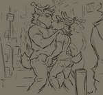 absurd_res age_difference anthro anthro_on_anthro antlers blitzthedurr bottomwear bulge bulge_grab clothed clothing deer don_(blitzthedurr) duo exhibitionism father_(lore) father_and_child_(lore) father_and_son_(lore) french_kissing fully_clothed grope hi_res horn incest_(lore) kissing larger_male male male/male mammal mature_anthro mature_male monochrome new_world_deer orf pants parent_(lore) parent_and_child_(lore) parent_and_son_(lore) public reindeer shirt size_difference smaller_male son_(lore) topwear yellow_and_black