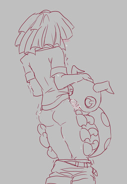 6_legs ambiguous_feral ambiguous_gender ambiguous_on_human ambiguous_penetrated antennae_(anatomy) belt bestiality blush blush_lines bodily_fluids bottomwear bottomwear_down butt clothed clothing duo erection exoskeleton fellatio feral feral_penetrated genitals gym_leader hair hand_on_head human_on_feral human_penetrating human_penetrating_feral humanoid_genitalia humanoid_penis insectophilia interspecies larger_male male male/ambiguous male_human male_on_feral male_penetrating male_penetrating_ambiguous mitten_hands oral oral_penetration partially_clothed partially_clothed_human partially_clothed_male penetration penile penile_penetration penis penis_in_mouth pokephilia rolled_up_sleeves saliva saliva_on_penis semi-anthro sex shirt shorts shorts_down simple_background size_difference smaller_feral smaller_penetrated sweat sweaty_arms sweaty_butt sweaty_legs topwear vein veiny_penis ungulatr nintendo pokemon bugsy_(pokemon) arthropod beetle generation_2_pokemon human insect ledyba mammal pokemon_(species) 2025 hi_res sketch spot_color