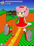 anthro female gameplay_mechanics green_eyes green_hill_zone macro ring_(sonic) sad sitting sitting_on_ground solo gokutothez sega sonic_the_hedgehog_(series) amy_rose eulipotyphlan hedgehog mammal 2004 signature