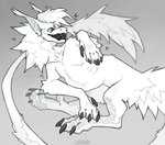 black_teeth claws feral fur long_tail smile solo tail tail_tuft teeth toothy_grin tuft white_body white_fur kira_larsson mythology dragon furred_dragon furred_scalie mythological_creature mythological_scalie scalie