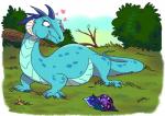 blue_body blue_scales bodily_fluids crown cutie_mark duo female feral grass headgear heart_symbol horn imminent_vore landscape log outside overweight plant saliva scales scared shrub sky tail vore wood adlynh friendship_is_magic hasbro my_little_pony mythology princess_ember_(mlp) princess_luna_(mlp) dragon gastropod mollusk mythological_creature mythological_scalie scalie snail 2016 absurd_res hi_res