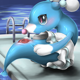 blue_eyes blush bodily_fluids female feral genital_fluids genitals heart_eyes heart_symbol poolside presenting presenting_vulva sitting solo spread_vulva spreading vaginal_fluids vulva water minami_juuji nintendo pokemon aquatic brionne generation_7_pokemon mammal pinniped pokemon_(species) 1:1 2016