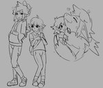 anthro duo grey_background human_on_anthro interspecies male simple_background bloowolfy nintendo pokemon hilbert_(pokemon) n_(pokemon) generation_5_pokemon human mammal pokemon_(species) zoroark 2024 greyscale hi_res monochrome sketch