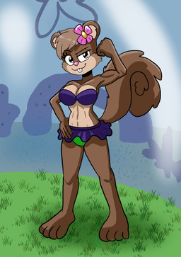 abs accessory bikini bottomwear breasts clothed clothing female flexing flower flower_cloud_(spongebob) flower_in_hair grass hair hair_accessory looking_at_viewer medium_breasts outside plant skirt smile solo standing swimwear tail toned_female two-piece_swimsuit magnamorous nickelodeon spongebob_squarepants sandy_cheeks eastern_grey_squirrel grey_squirrel mammal rodent sciurid tree_squirrel absurd_res hi_res