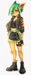 anthro bottomwear breasts clothed clothing female footwear green_hair hair midriff shoes shorts solo rakkun13 activision crash_bandicoot_(series) crash_team_racing_(series) crash_team_racing_nitro-fueled ami_bandicoot bandicoot mammal marsupial hi_res