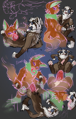 anal anal_penetration animal_genitalia animal_penis anthro big_penis brown_body brown_fur chest_tuft duo erection eyewear fellatio floating flying french_kissing fur genitals glasses green_markings kissing leg_scar licking male male/male markings multicolored_body multicolored_fur oral pawpads penetration penile penis raised_leg scar sex size_difference speckled speckled_penis surprised thigh_scar tongue translucent translucent_penis tuft wearing_glasses white_markings spicymustelid ash_(glennand) kliment_laskin canid canine canis domestic_ferret fox ghost hybrid mammal mustelid musteline spirit true_musteline weasel wolf absurd_res hi_res multiple_scenes sketch