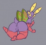 all_fours anthro anthrofied anus big_butt butt eyewear female genitals glasses glasses_eyes grey_background looking_back open_mouth pokemorph pussy simple_background solo wings liveforthefunk nintendo pokemon arthropod dustox generation_3_pokemon insect lepidopteran pokemon_(species)