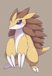 ambiguous_gender blue_eyes blush brown_background feral simple_background solo standing kajinchu nintendo pokemon sabari generation_1_pokemon pokemon_(species) sandslash