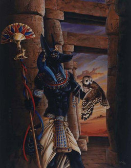 anthro beak clothing detailed_background duo egyptian egyptian_clothing egyptian_headdress headdress headgear headwear male nemes_(clothing) perching realistic shendyt sunset temple uraeus heather_bruton egyptian_mythology middle_eastern_mythology mythology anubis anubian_jackal avian bird canid canine canis deity jackal mammal owl compression_artifacts detailed portrait three-quarter_portrait traditional_media_(artwork)