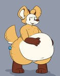 anthro belly belly_grab big_belly blep bloated fat_rolls female horn huge_belly hyper hyper_belly obese overweight plushie plushie_tag solo stitch_(sewing) thick_thighs tongue tongue_out conditional_dnp verdantphysician daisy_(verdantphysician) animate_inanimate living_plushie monster hi_res