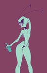 antennae_(anatomy) beverage choker clothing g-string glistening glistening_eyes green_body jewelry male necklace pak purple_eyes raised_arm solo thick_thighs underwear wide_hips outtabellets invader_zim nickelodeon almighty_tallest_purple alien alien_humanoid humanoid irken hi_res