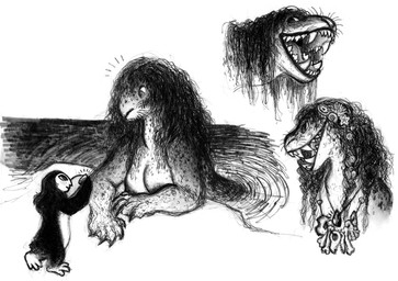 anthro areola breasts duo female hair jewelry long_hair necklace nipples shell smile teeth throat tongue ink-the-artist aquatic avian bird leopard_seal mammal penguin pinniped seal 2025 hi_res monochrome
