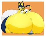 ambiguous_gender anthro big_breasts big_butt breasts butt duo facesitting female female/ambiguous fur huge_breasts huge_butt huge_thighs hyper hyper_breasts hyper_butt hyper_thighs immobile markings sitting_on_another striped_markings striped_tail stripes tail tail_markings thick_thighs yellow_body yellow_fur user3345 animal_crossing nintendo ankha_(animal_crossing) ankha_prime_(user3345) felid mammal hi_res