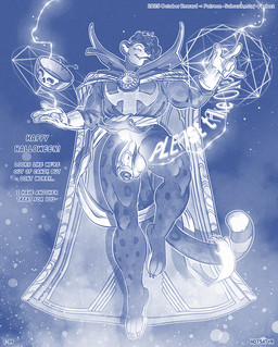 accessory anthro arcane balls biceps big_balls big_muscles big_penis body_hair cape claws clothed clothing costume curly_hair dark_magic dotted_background ear_piercing ear_ring elemental_manipulation empty_box erection finger_claws flexing_muscles fur genitals gesture gloves glowing glowing_eyes hair halloween_costume halloween_decoration halloween_themed hand_gesture handwear holidays huge_balls huge_muscles huge_penis humanoid_genitalia humanoid_penis levitating levitating_object levitation looking_at_viewer magic magic_circle magic_user magician magicjob male male/male markings medial_ring muscular muscular_anthro muscular_male nude nude_anthro nude_male pattern_background penile penis piercing ring_piercing sex_magic simple_background smile solo spots spotted_body spotted_fur spotted_legs spotted_markings spotted_tail tail tail_markings teeth text toe_claws topwear trick-or-treating tusks vein veiny_penis hotsatyr doctor_strange_(series) halloween marvel mythology doctor_strange felid mammal pantherine crossover digital_media_(artwork) english_text