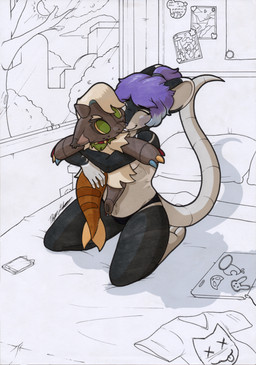anthro bed bedroom breasts cellphone clothing computer electronics female furniture hair hug laptop phone plushie simple_background smartphone solo tail white_background rotten_owl mythology dragon mammal murid murine mythological_creature mythological_scalie rat rodent scalie hi_res marker_(artwork) traditional_media_(artwork)