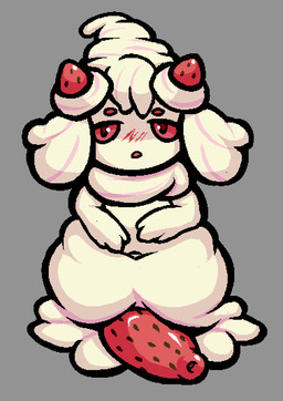 blush femboy food food_hair fruit genitals looking_at_viewer male not_furry nude open_mouth penis plant pseudo_hair red_eyes simple_background solo strawberry toony unusual_anatomy unusual_genitalia unusual_penis pseudofaun nintendo pokemon alcremie food_creature food_humanoid generation_8_pokemon goo_creature goo_humanoid humanoid pokemon_(species) strawberry_sweet_alcremie vanilla_cream_alcremie 2019 aliasing digital_media_(artwork) shaded