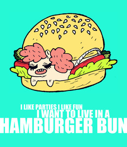 burger female feral food micro solo text unknown_artist friendship_is_magic hasbro my_little_pony pinkie_pie_(mlp) earth_pony equid equine horse mammal pony english_text source_request