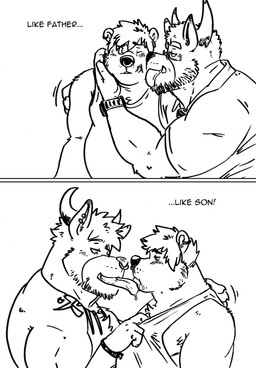 beard clock duo eyewear facial_hair french_kissing glasses horn jewelry jock kissing licking male male/male muscular necklace piercing slightly_chubby tongue tongue_out tugging_clothing watch wristwatch husky92 alejandro_(husky92) austin_(night_physics) bear hybrid mammal absurd_res hi_res father_(lore) father_and_child_(lore) father_and_son_(lore) parent_(lore) parent_and_child_(lore) parent_and_son_(lore) son_(lore)