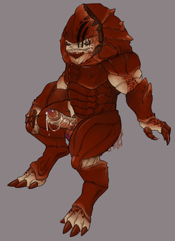 4_balls animal_genitalia anthro balls biped black_markings bodily_fluids erection eye_markings facial_markings genital_fluids genitals head_markings looking_at_viewer male markings multi_balls multi_genitalia nude penis pose precum precum_string sitting solo spread_legs spreading earth_ookami_iram bioware electronic_arts mass_effect alien krogan 2019 hi_res pinup
