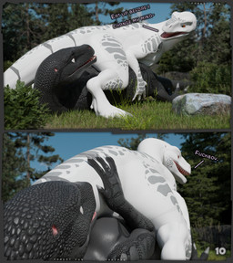 dominant dominant_female female feral forest imminent_sex male male/female on_top_of outside page_number plant profanity rock text tree thatman jinnoaka_(modeler) blender_(copyright) forest_fun_(thatman) x_(thatman_23) xaria_(thatman_23) dinosaur interceptor prehistoric_species reptile scalie 3d_(artwork) blender_(artwork) blender_cycles_(artwork) comic digital_media_(artwork) hi_res