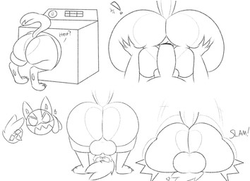 anal anal_penetration angry anthro anus appliance backsack balls big_butt big_penis butt duo facesitting forced genitals huge_butt laundry_machine male male/male penetration penis sitting_on_another stuck indigowings nintendo pokemon avian bird generation_4_pokemon lucario pokemon_(species) digital_drawing_(artwork) digital_media_(artwork) monochrome