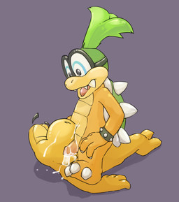 anthro bodily_fluids bracelet cum cum_from_mouth cum_in_mouth cum_inside cum_on_face duo erection eyes_closed fellatio genital_fluids genitals jewelry lying male male/male male_on_bottom male_on_top male_penetrated male_penetrating male_penetrating_male nude on_back on_bottom on_top open_mouth oral oral_penetration penetration penile penis questionable_consent sex shell shell-less spiked_bracelet spikes straddling turtle_shell tusks argon_vile mario_bros nintendo iggy_koopa koopaling dragon_koopa koopa koopa_troopa reptile scalie absurd_res hi_res