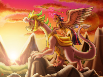 armor duo feathered_wings feathers female feral glowing headgear helmet horn magic male melee_weapon polearm sparkles spear sunset tail weapon wings inuhoshi-to-darkpen friendship_is_magic hasbro my_little_pony mythology spike_(mlp) twilight_sparkle_(mlp) dragon equid equine mammal mythological_creature mythological_equine mythological_scalie scalie winged_unicorn 2016
