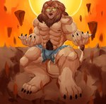 abs anthro biped bulge chest_tuft claws clothed clothing fluffy hindpaw looking_at_viewer male male_anthro mane muscular muscular_anthro muscular_male nipples paws pecs plantigrade pubes tail tail_tuft toe_claws tuft dragonjourney leolex felid lion mammal pantherine hi_res