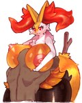 anthro areola big_breasts blush breasts duo faceless_character faceless_human faceless_male female fur head_between_breasts huge_breasts inner_ear_fluff interspecies male nipples nude pink_areola pink_nipples pokephilia simple_background smile tuft white_background yellow_body yellow_fur shiroepsilon nintendo pokemon braixen canid canine generation_6_pokemon human mammal pokemon_(species) 4:5 hi_res