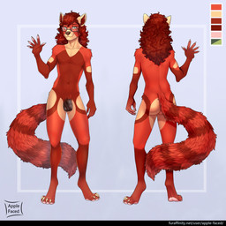 anthro balls brown_balls brown_nose brown_penis butt curly_hair eyewear front_view fur genitals glasses green_eyes hair humanoid_genitalia humanoid_penis inner_ear_fluff looking_at_viewer male male_anthro markings mouth_closed nude orange_markings penis rear_view rectangular_glasses red_body red_fur red_hair red_inner_ear_fluff solo standing text tuft apple-faced ailurid mammal red_panda 1:1 english_text hi_res model_sheet url